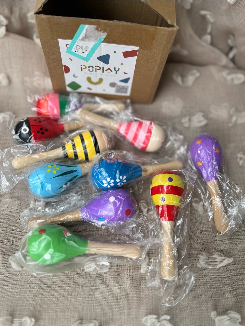 Colorful Wooden Maracas Set - Multicolor Kids Musical Toy